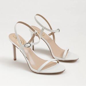 NWT Sam Edelman Doran Strappy Heeled Sandal In Bright White Croc